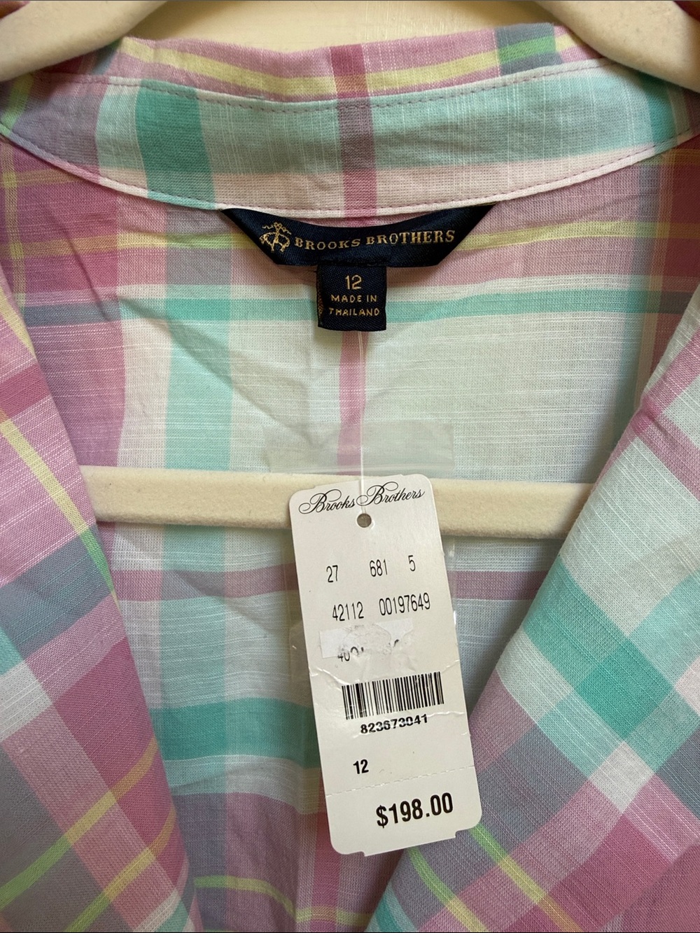 Brooks Brothers Pastel Plaid Button-Front Shirt Dress sz 12 - Picture 3 of 10